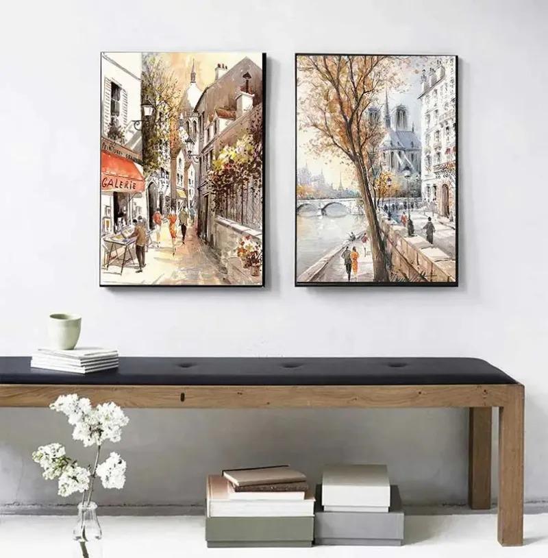 Abstract City Street Landscape Canvas Paintings Home Decor Street Scenery HD Prints Posters Pictures for Living Room Wall Art