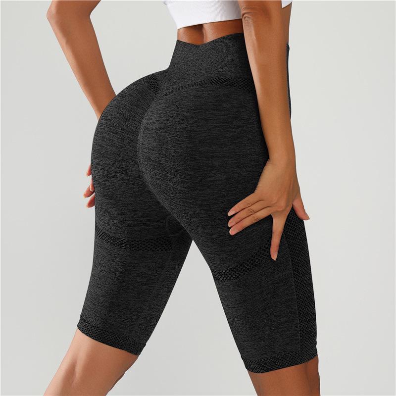 European and American Women's High Waist Seamless Yoga Capri Pants - Stretchy, Peach Butt Design, Perfect for Fitness, Sports, and Cycling
