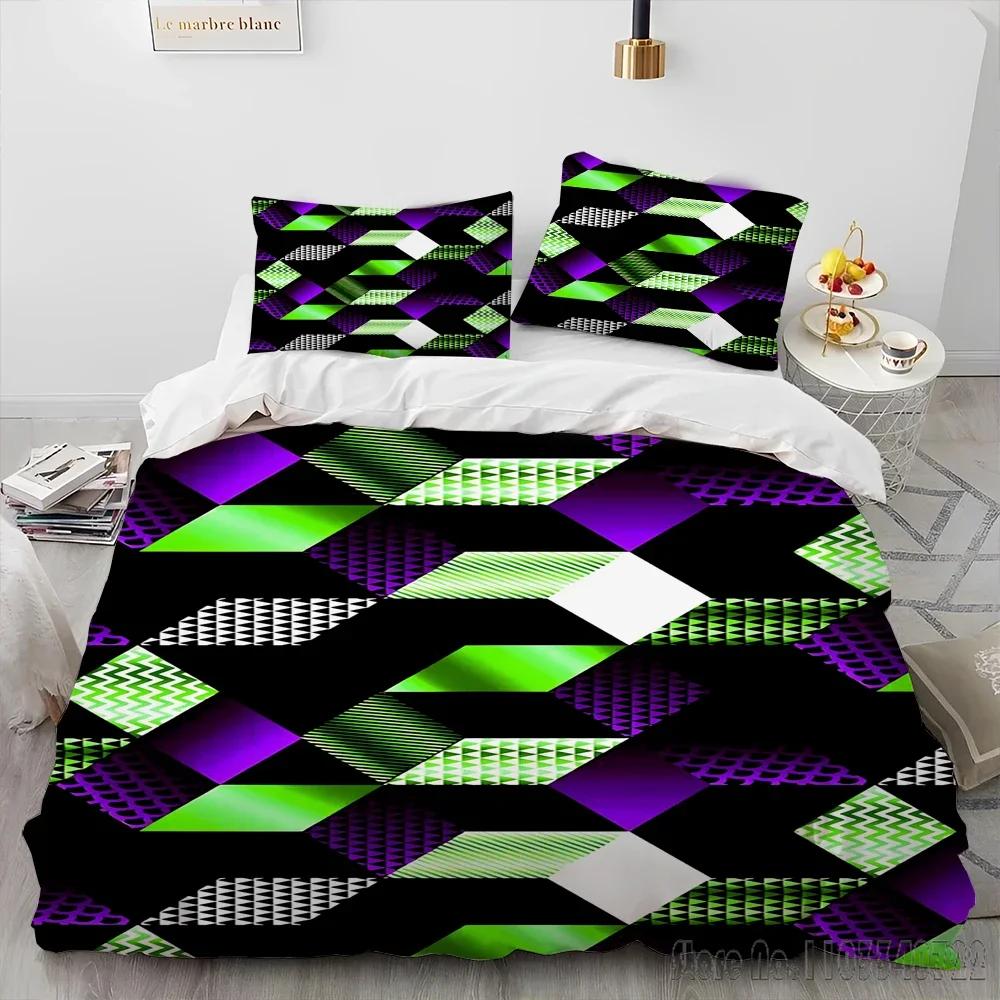 3D Visual Illusion Geometric Duvet Cover Set HD Comforter Cover for Kids Bedding Sets Bedclothes Bedroom Decor