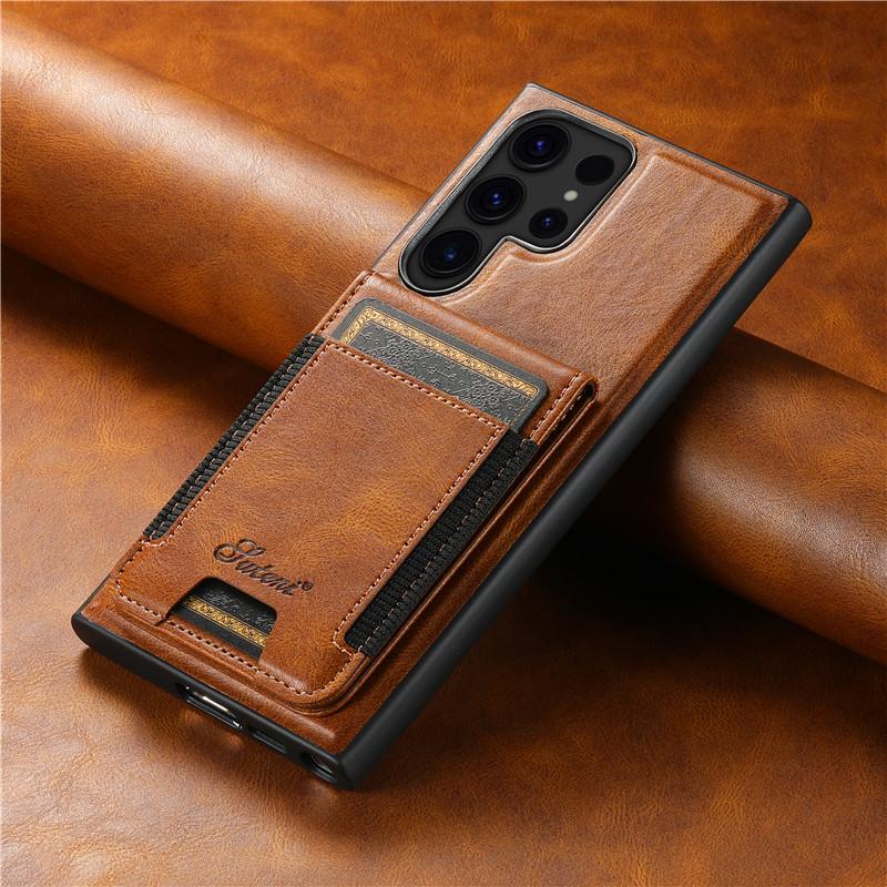 EUCAGR Luxury Magsafe Magnetic Wallet Leather Phone Case For Samsung S24 S23 S22 Plus Ultra Note 20 Ultra Card Holder Cover