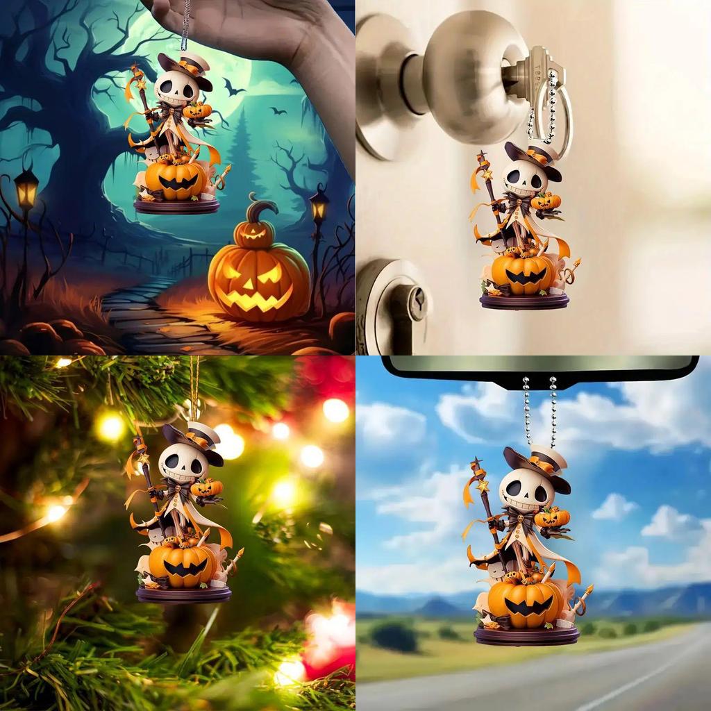 Creative Acrylic Halloween Car Mirror Decoration Cute Cartoon Style Pendant Accessory