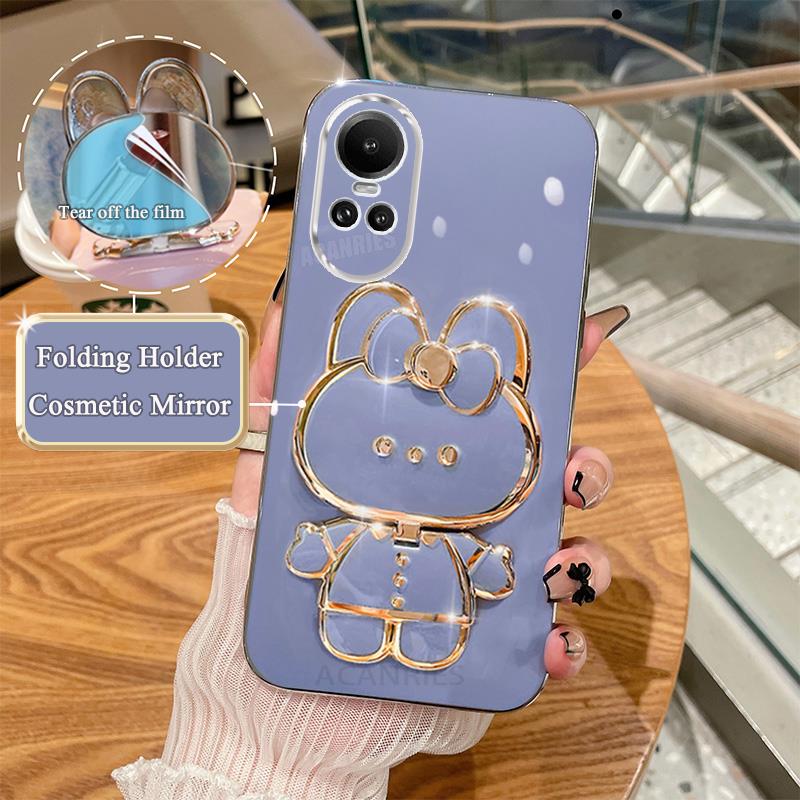 

Reno10 Роскошный чехол-держатель для зеркала с покрытием для Oppo Reno 10 Pro 10pro Reno8 T 4g 5g 8T 6 Reno7 Lite Силиконовый чехол-подставка Reno10pro OPPO A17