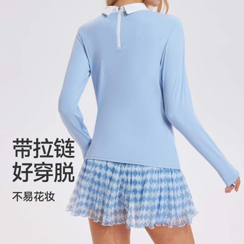 Womens Long Sleeve Golf Polo Shirt Breathable Athletic Top Running Fitness Tennis
