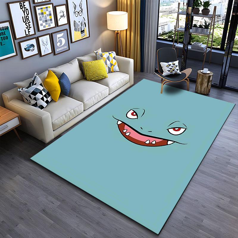 Teal Cartoon Monster Face Carpet Suitable As a Non-slip Mat for the Living Room or Bedroom Sofa