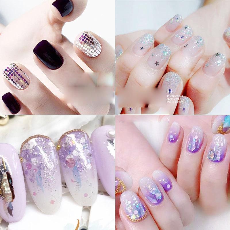 1 Box 12 Styles Star Heart Nail Glitter Symphony Blue Transparent Sequins DIY Nail Art Decoration Manicure Tools