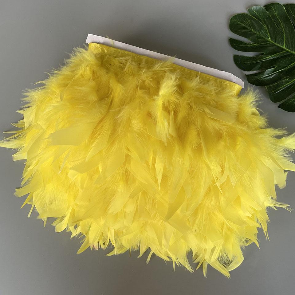 Fluffy Turkey Feathers Trim Fringe Ribbon 10Meters Marabou Feather On Tape Fringes Sewing Trimmings DIY Clothes Dress Decoration