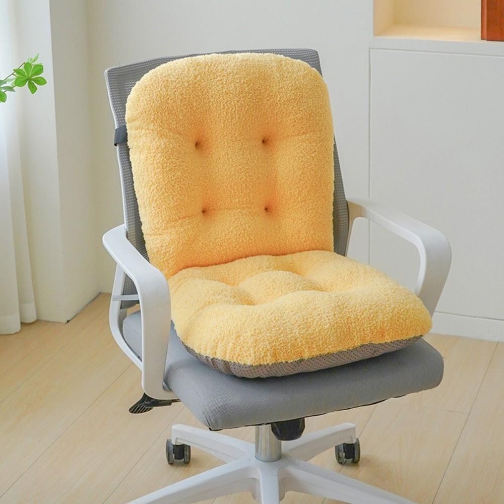 Integrated with Back Support Chair Cushion Soft High Elasticity Ergonomic Seat Pad Anti-Slip Office Chair Pad Home Office Use