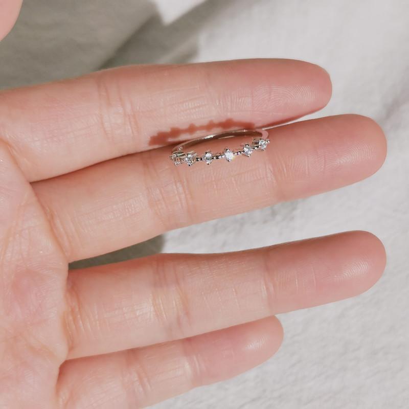 

925 Sterling Silver Plating 14k Gold Fashion Simple Pavé Diamond Ring Women Exquisite Sweet Wedding Jewelry Accessories 8 срібний