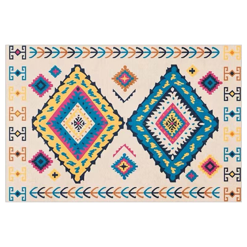 Morocco Vintage Living Room Rug Home Sofa Coffee Table Rug Room Decor Bedside Blanket Non-Slip Crystal Velvet Floor Mat