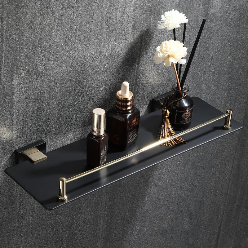 Black Gold Bathroom Shelf 304 Stainless Steel Wall Mounted Storage Rack Dresser Shower Stall Toilet Shelf Bathroom Accessories