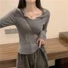 Pure Desire Style Semi-open-neck Knitted Sweater for Women's Autumn Slimming Design, A Niche Base Layer Top