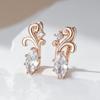 Shiny Rhombus Natural Zircon English Earrings For Women  Rose Gold Color Crystal Flower Daily Vintage Jewelry