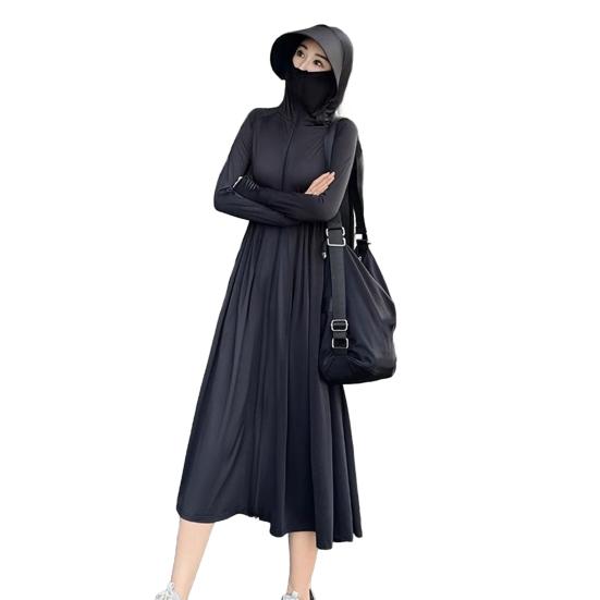Sunscreen Jacket Women Loose Fit Full Body Sun Protection Clothing Solid Color Zipper Closure Versatile Outdoor Wear