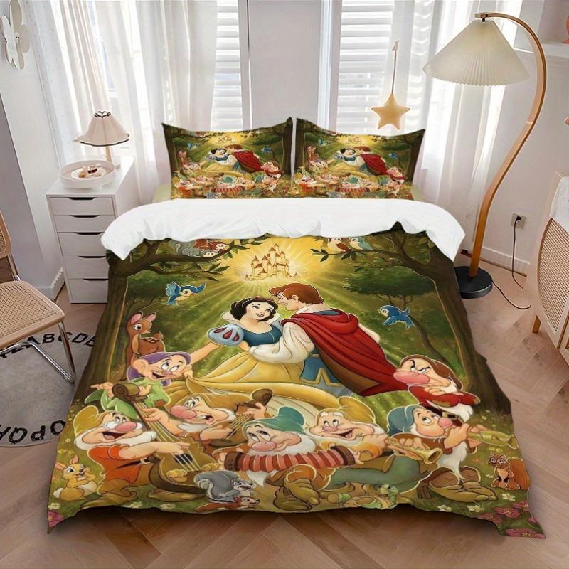 3pcs Prince Charming & Snow White Print Cover Set Ultra Soft, Breathable, and Comfortable Bedding with Stylish Design for Bedroom and Guest Room