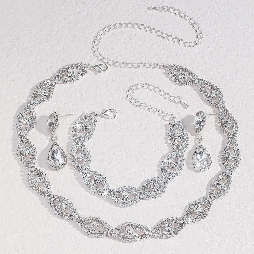 Bridal Jewelry Necklace Earrings Bracelet Three-Piece Elegant Fashion Women'S Evening Dress Accessories