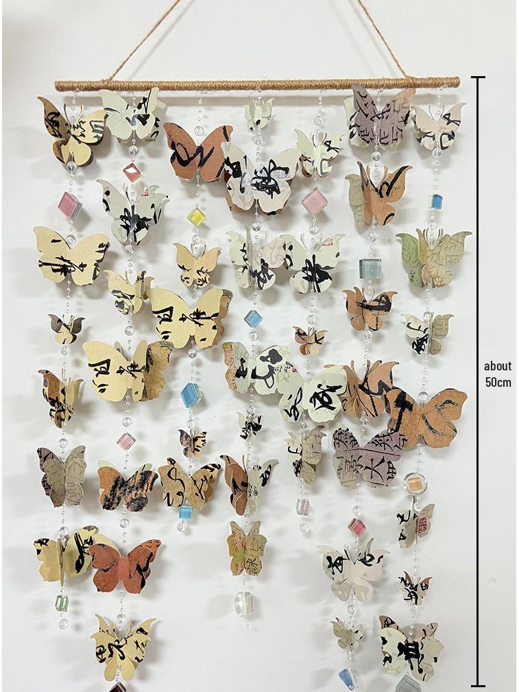 Colorful Butterfly DIY Calligraphy Wind Chime & Wall Stickers Set for Creative Bedroom & Living Room Decor