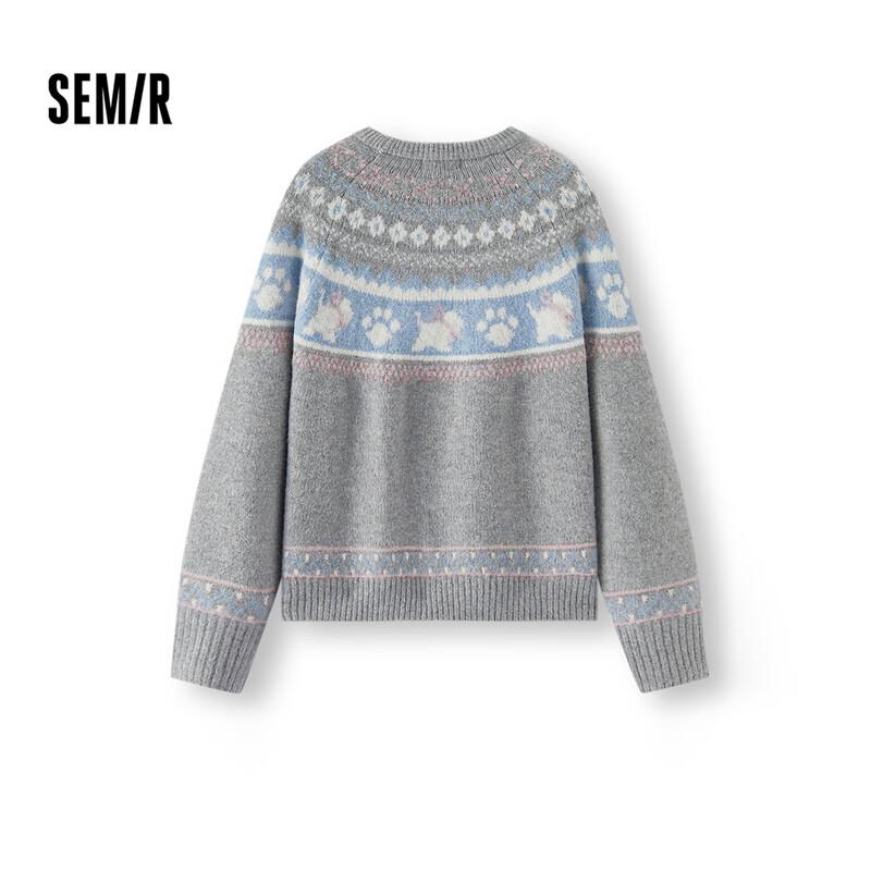 

Semir Women s Puppy Fair Isle Loose Raglan Sleeve Sweater 2XL