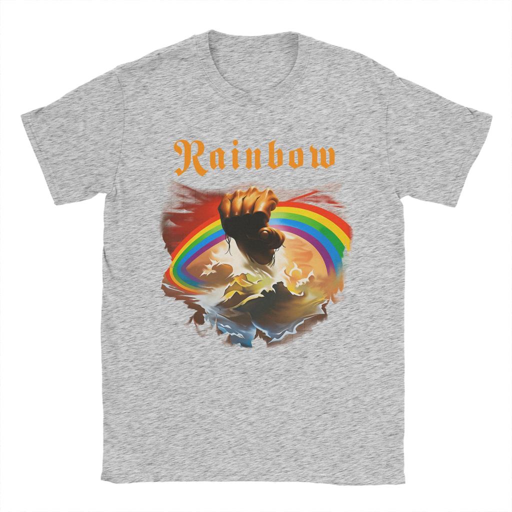 Férfi pólók Szivárvány Divatos Pamut Pólók Rövid Ujjú Rising Album Zenekar Pólók Kerek Nyakú Ruházat Nagy Méret