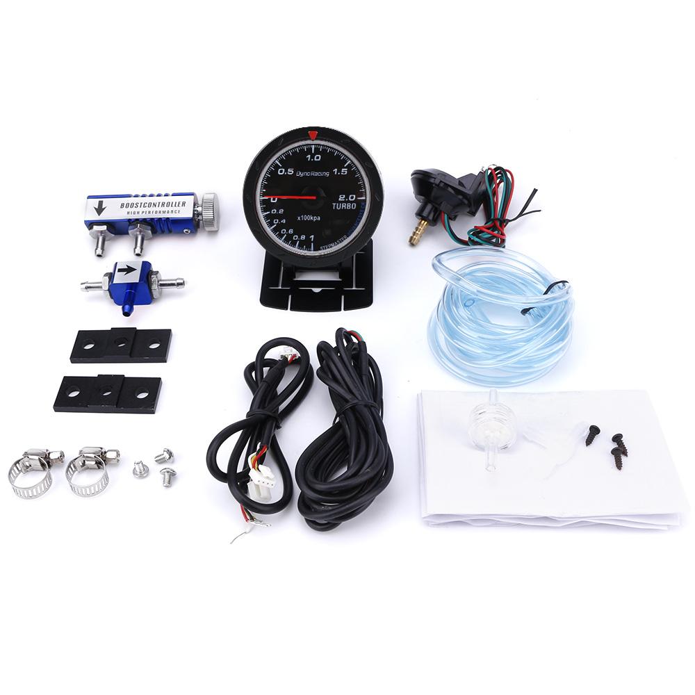 Dynoracing 60MM Car Turbo Boost Gauge + Adjustable Turbo Boost Controller Kit 1-30 PSI IN-CABIN Car Gauge Car Meter