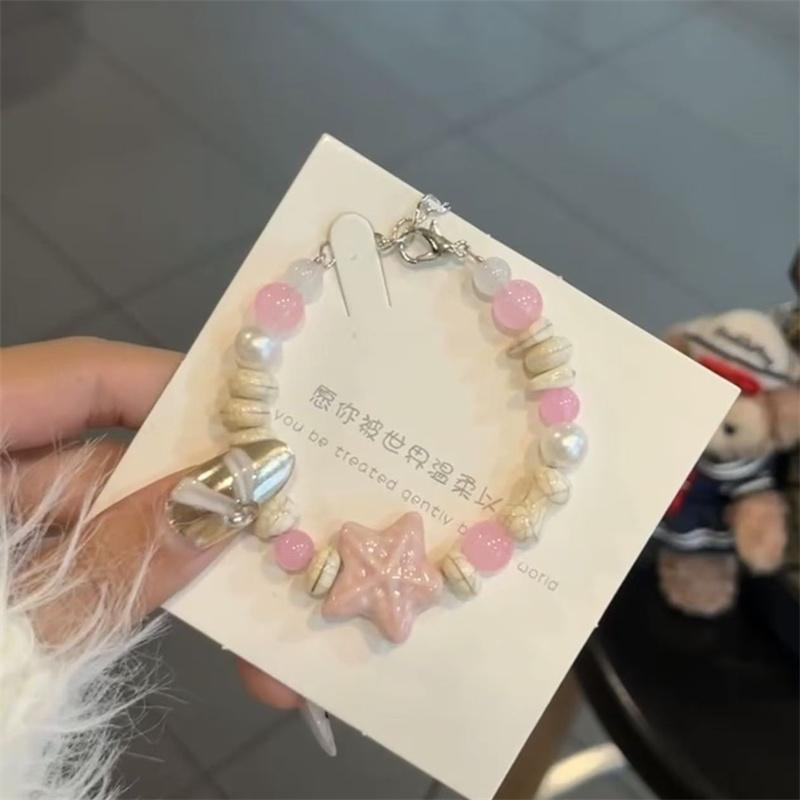 Bohemian Conch Starfish Shells Ceramics Beaded Bracelets for Women Girls Shell Beaded Beach Bangles Jewelry Gift Adjustable