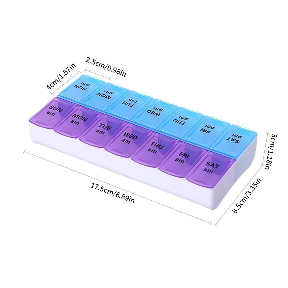 Double row packaging 14 day portable convenient medicine box 7 days a week large capacity drug storage box