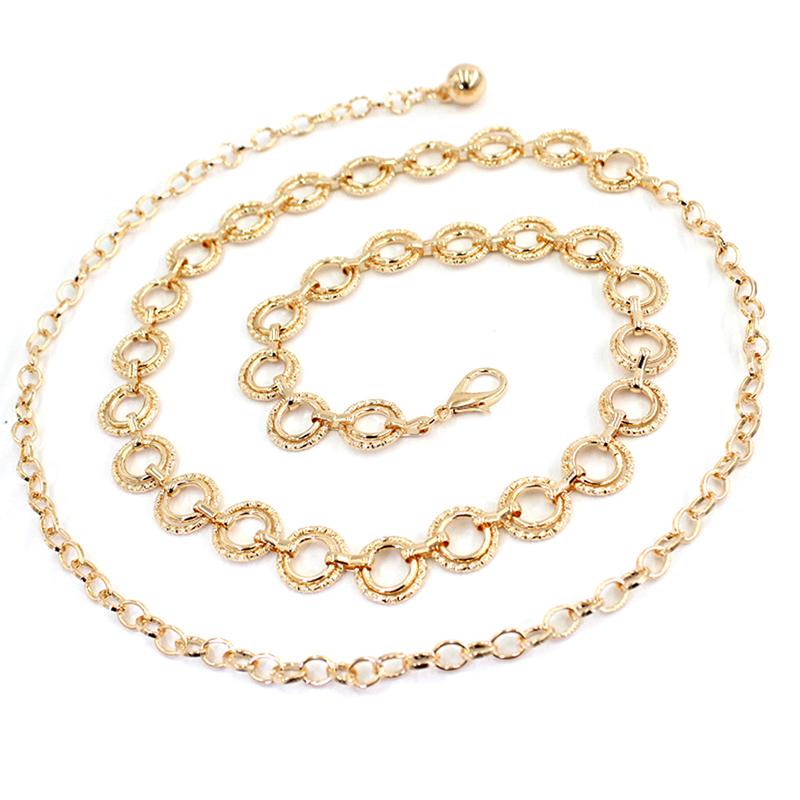 Metal Waist Jewelry Chain Adjustable Body Link Belts Suit Dress Thin Waist Belt