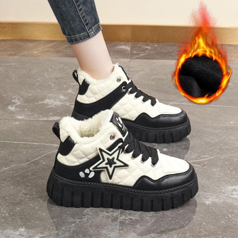 

Зимние женские новые спортивные студенческие плюс бархатные толстые хлопковые туфли на платформе 35 чёрный