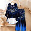 Floral Print Print Two Piece Outfit Women Long Sleeve Irregular Hem Tunic Top Wide Leg Pants Casual Matching Set