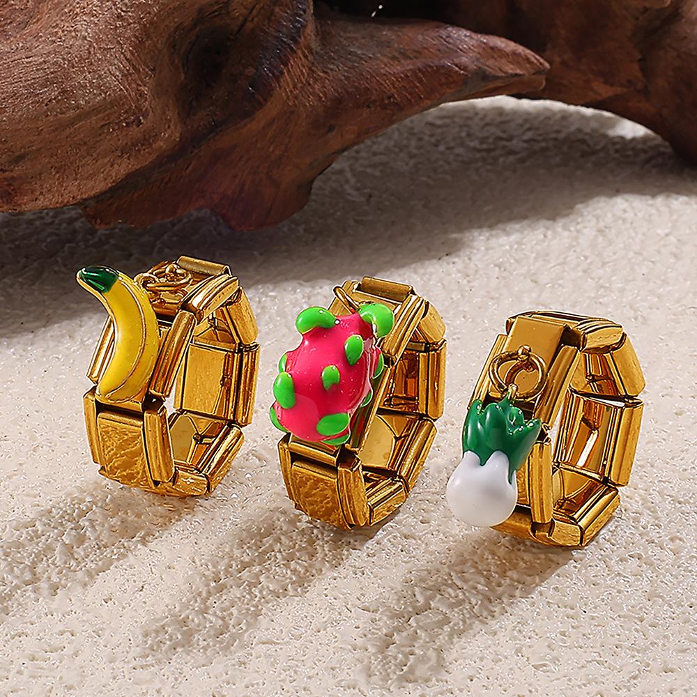 DIY pendant ring ring stainless steel gold-plated exaggerated multi-element pendant ring women