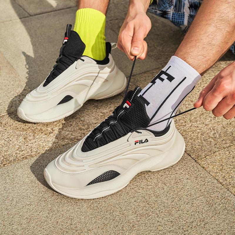 Fila Fusion Ray 2 Fabric Synthetic Leather Tpu Thick Sole Retro Shock Absorbing Wear Resistant Breathable Low Top Dad Shoes Men Sneaker T12M125201FWA