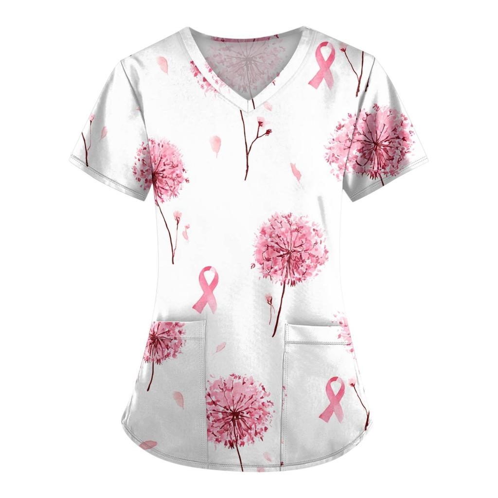 Dámská móda Overal s V výstřihem a krátkým rukávem s kapsami Potištěné topy Oblečení