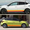 2PCS Car Waist Side Skirt Decor Sticker PVC Decal Accessories For Hyundai i20 WRC N Line 2009 2010 2011 2012 2017 2018 2025 2025