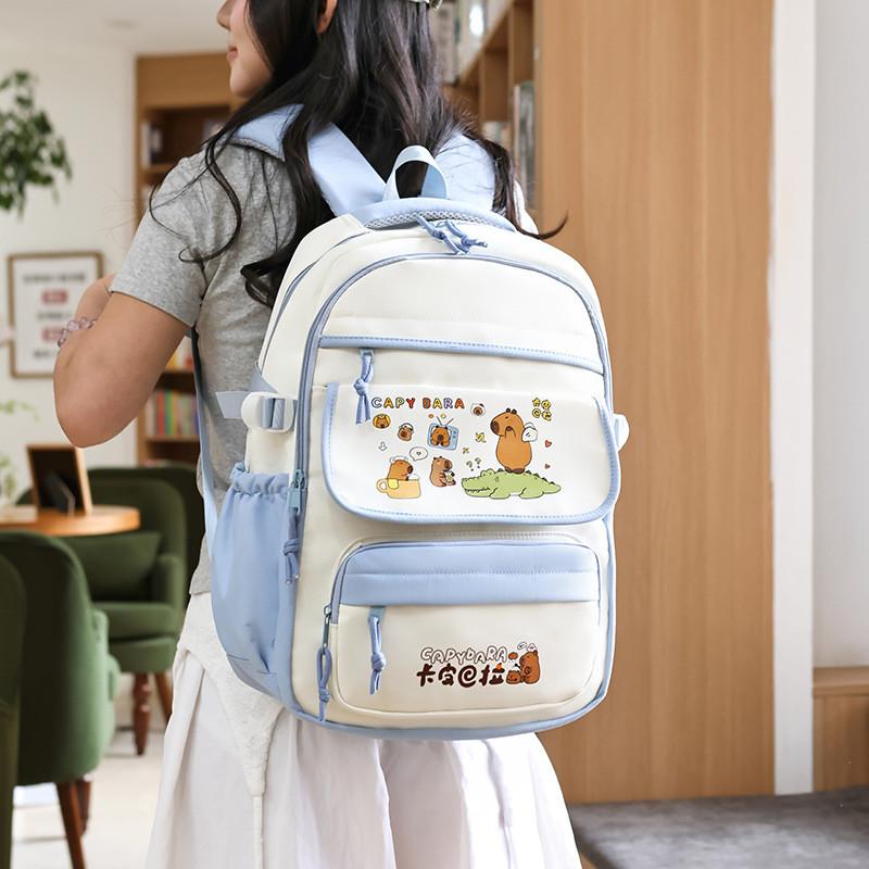 Capybara Kids Backpack With Cartoon Pattern And Lightweight Oxford Fabric For School Use