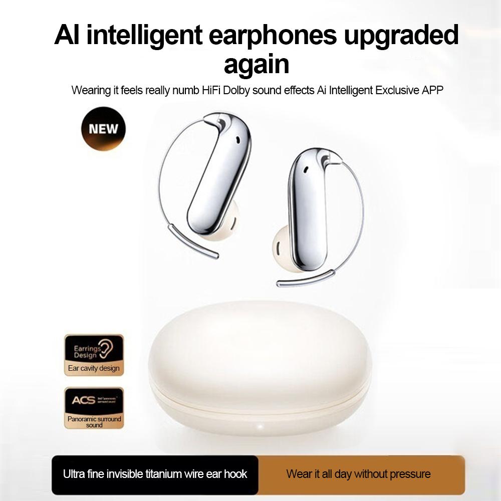 Kabellose Bluetooth 6.0 Ohrhörer Ohrbügel Ohrstöpsel Wasserdichte Sportkopfhörer HiFi Stereo Geräuschunterdrückung Headsets für Telefon