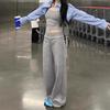 1116 Summer Drape Wide-leg Pants Women's Straight-leg Pants Spice Girls Low-rise Versatile Drawstring Floor-mopping Pants Casual Walking Pants Women