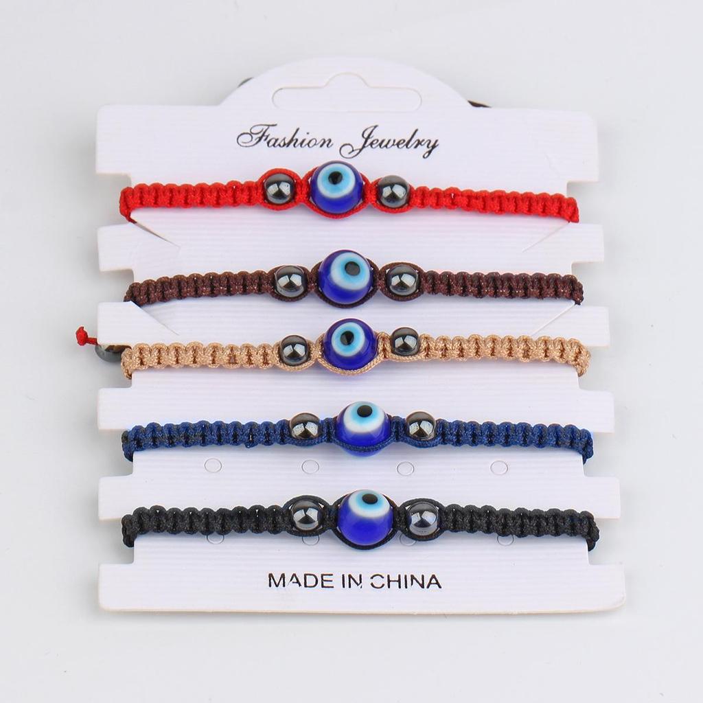 Popular Adjustable Woven Blue Devil's Eye Bracelet with Glass Bead