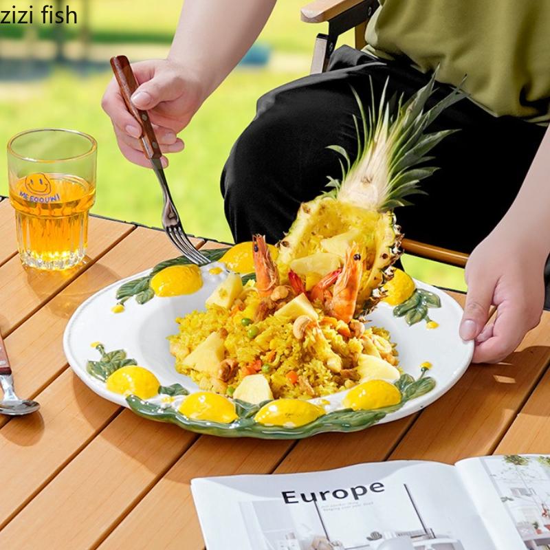 Creative Ceramic Lemon Plate Dining Plate Fruit Plates Snack Bowl Salad Bowl Pasta Dish Western Style Steak Plates Sushi Dish