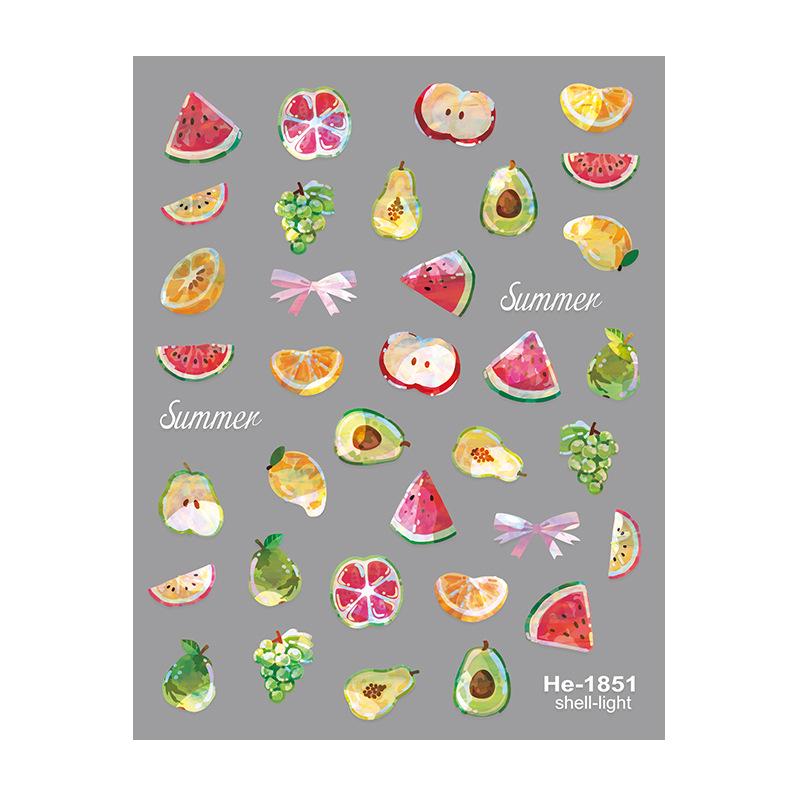 Redanco 5D Seashell, Watermelon, and Pear Nail Art Stickers - He1852