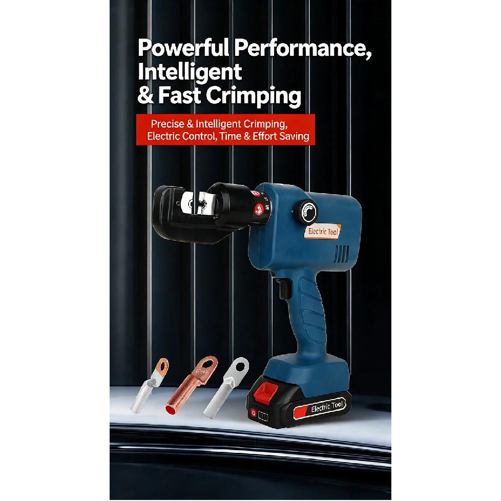 Protable Hydraulic Electric Crimping Tool with 8 Dies Rechargeable Lithium Battery Crimping Pliers 4-70mm² Electric Crimp Plier