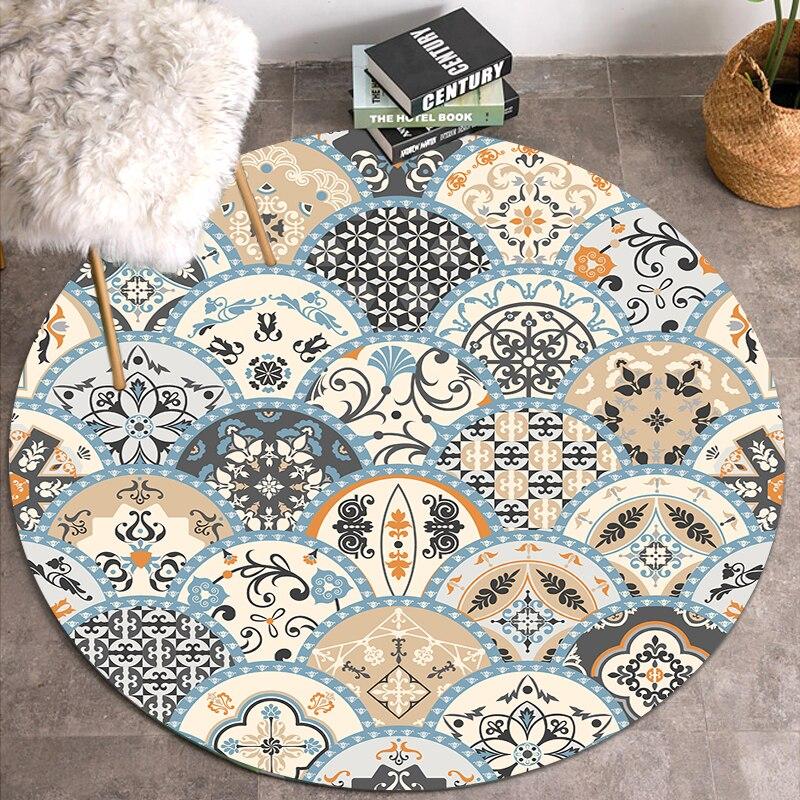 Kreslený kulatý koberec do obývacího pokoje Vintage koberec Kreativní plocha Velký koberec Kulatý koberec Rohožka Koberce do ložnice Koupelna