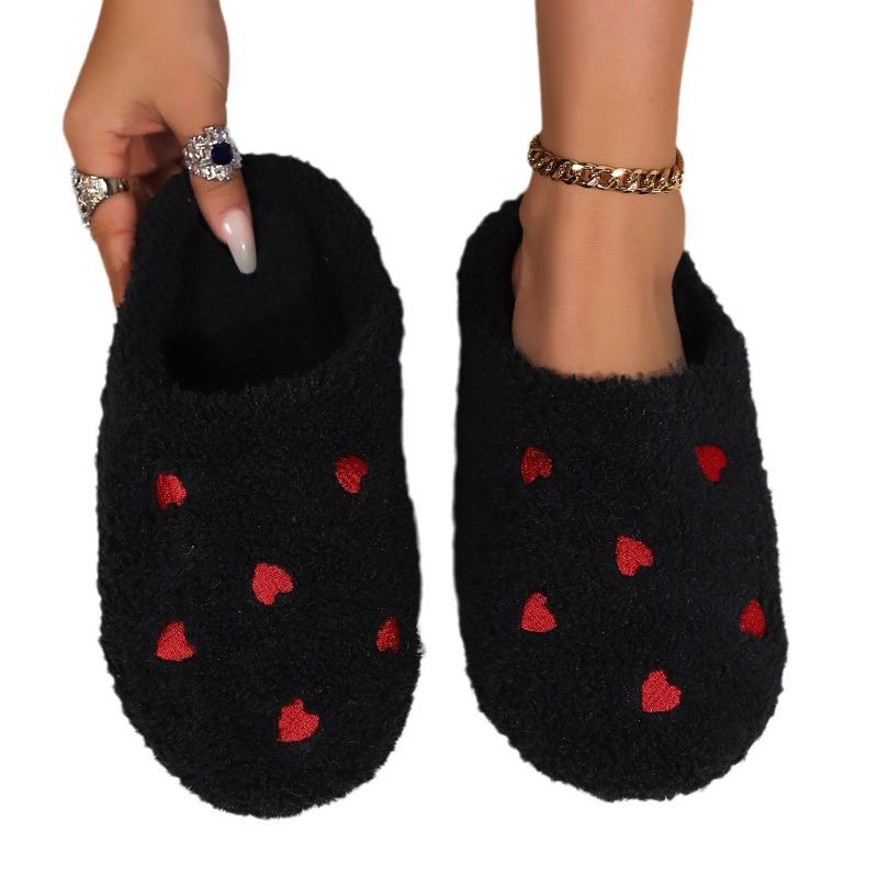 Small Love Warm and Comfortable Winter Indoor Home Flat Bottom Bag Head Simple Soft Bottom Cotton Slippers