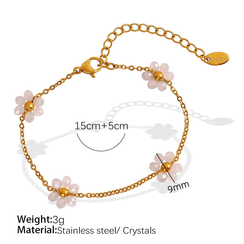 Diy Jewelry Crystal Necklace Summer Cute Colored Crystal Woven Flower Handmade Chain Jewelry Woman