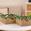 Juego de 2 Cestas de Cuerda de Papel Tejidas a Mano Contenedor de Almacenamiento Natural con Marco de Hierro para Sala de Estar Dormitorio