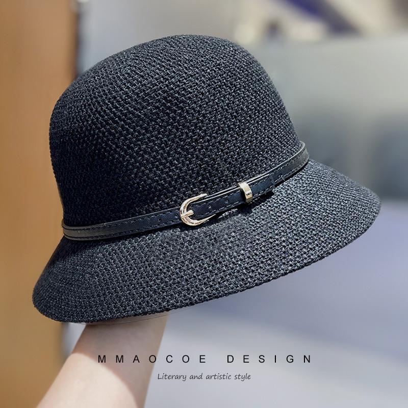Sunscreen hat women's new spring and summer bucket hat foldable fashion show young sun hat woven straw hat