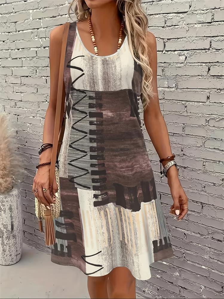 2026 New Women's Summer 3D Skull Print Dress Casual Round-Neck Sleeveless A-Line Dress Fashionable Street Style Dress