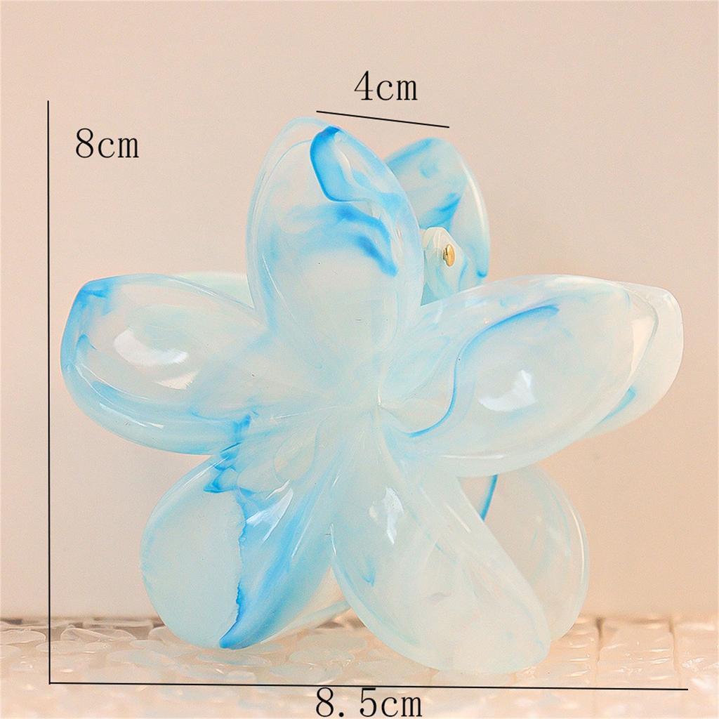 Flower Shaped Hair Claw Clip Resin Marble Texture Gradient Color for Weddings and Parties Daily Use Hair Accessories