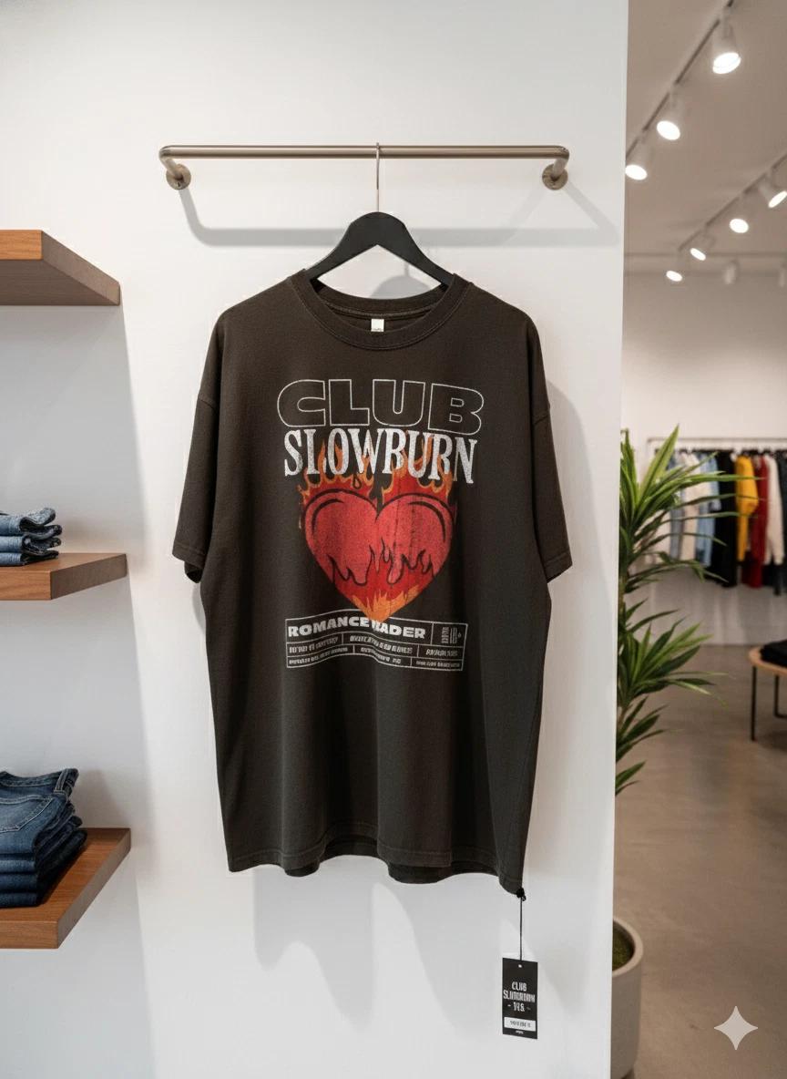 

Unisex Adult Casual Graphic Club Slowburn Romance Reader Flaming He... XXXL