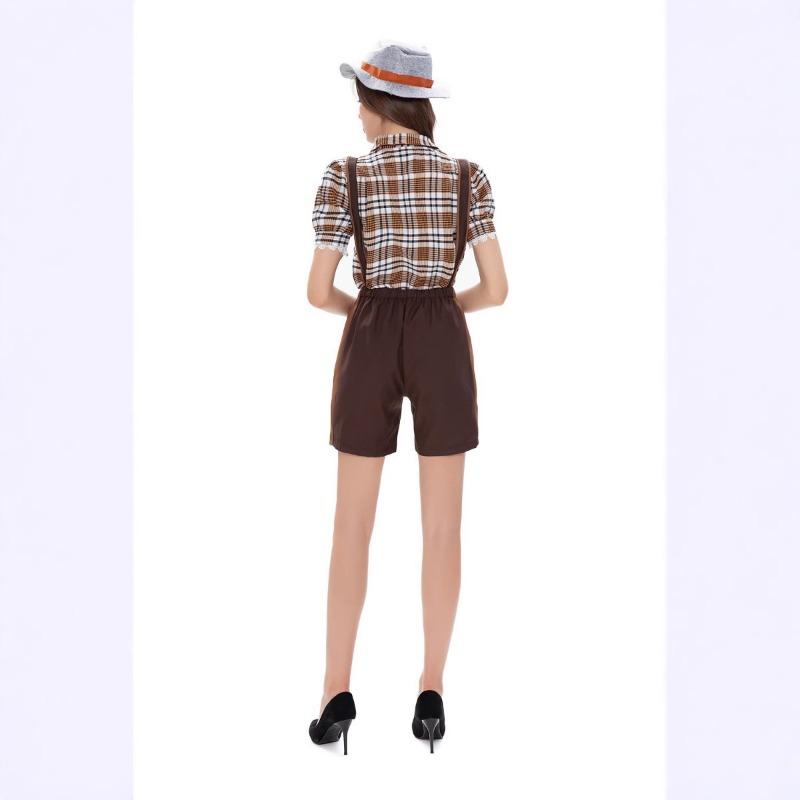 Oktoberfest Clothing Plaid Overalls Suit Women's Bavarian Ding Dong Clothing Bottom Shirt