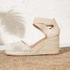 Women's Plus Size High Heel Straw Woven Sandals - Thick Sole, Height Increasing, Single Strap, European & American Style.