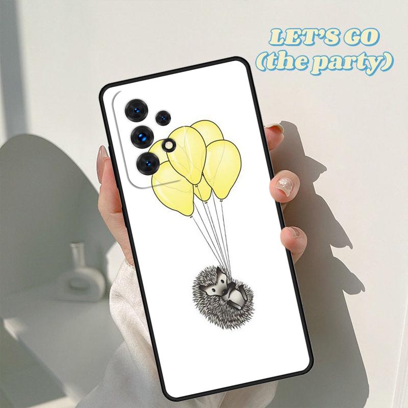 Hedgehog and Balloon Phone Case For Samsung Galaxy A42 A31 A40 A51 A71 A32 A80 A91 A52 A72 A73 A20e A21S A50 A70 A11 A12 Cover